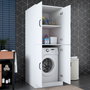 Hanah Home KD109 - 3198 Armario para Lavadora Blanco 70x181.8x72.5 cm Aglomerado Melamina Montaje Pared Organización Lavadero